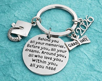 2026 Graduation Keychain, Inspirational Behind You All Your Memories, Before You All Your Dreams Jewelry, Graduation Gift