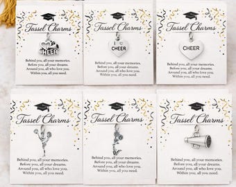Cheer Graduation Tassel Charm, Senior Night Cheer Gift, Girls Cheerleading Keepsake, Team Banquet Award, Cheer Team Jewelry, Spirit Gift