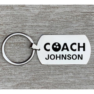 Bowling Coach Keychain, Personalized Engraved Bowling Ball and Pin Charm Key Ring, Custom Bowling Gift, Bowler Jewelry Gift, Men, Women
