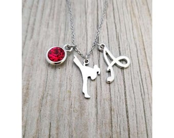 Personalized Girls Stainless Steel Martial Arts Necklace, Karate, MMA, Judo, Tae Kwon Do, Jui Jitsu Jewelry, Karate Girl Pendant