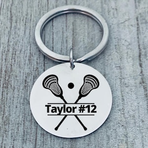 Personalized Lacrosse Gift, Engraved Lacrosse Stick Keychain, Lacrosse Jewelry, Lacrosse Player Gift Lacrosse Team Gift, Senior Gifts, Grad