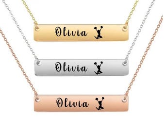 Girls Cheerleader Gift, Personalized Cheer Necklace, Engraved Pendant Charm Cheer Jewelry, Cheer Team, Cheerleader Gifts