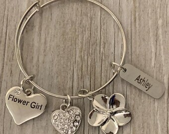 Personalized Flower Girl Gift, Flower Girl Bracelet, Flower Girl Proposal, Flower Girl Gifts for Wedding Day, Will You be My Flower Girl