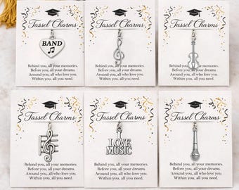 Music Graduation Tassel Charm for Senior Musician Keepsake Gift, Band Choir Orchestra Senior Night Award Grad Charm