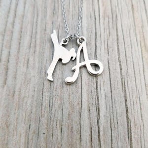 Personalized Girls Stainless Steel Martial Arts Necklace, Karate, MMA, Judo, Tae Kwon Do, Jui Jitsu Jewelry, Karate Girl Pendant