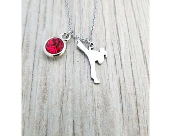 Personalized Girls Stainless Steel Martial Arts Necklace, Karate, MMA, Judo, Tae Kwon Do, Jui Jitsu Jewelry, Karate Girl Pendant