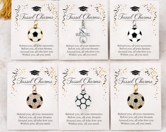 Soccer Graduation Tassel Charm for Senior Player Keepsake Gift, Soccer Team Senior Night Banquet Award Grad Charm