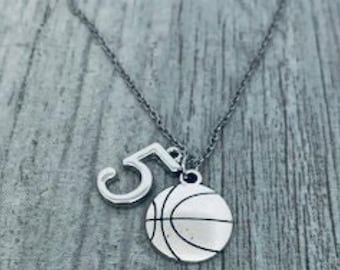 Girls Personalized Basketball Number Charm Necklace, Sports Necklace,Basketball Player Gift, Basketball Pendant, Team Gift