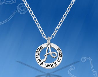 Personalized Nurse Necklace with Letter Charm – Nursing Is a Work of Heart Pendant – Silver Initial Jewelry Gift for Nurses Graduation