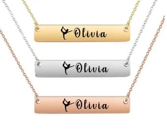 Girls Gymnastics Gift, Personalized Gymnastics  Necklace, Engraved Pendant Charm Gymnastics  Jewelry, Gymnastics Gifts, Gymnasts Gifts