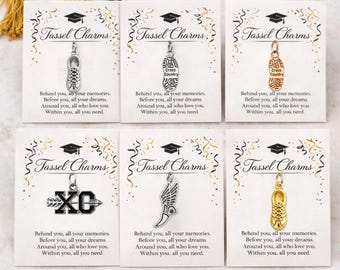 Cross Country Graduation Tassel Charm for Senior Runner Keepsake Gift, XC Senior Night Banquet Award Grad Charm