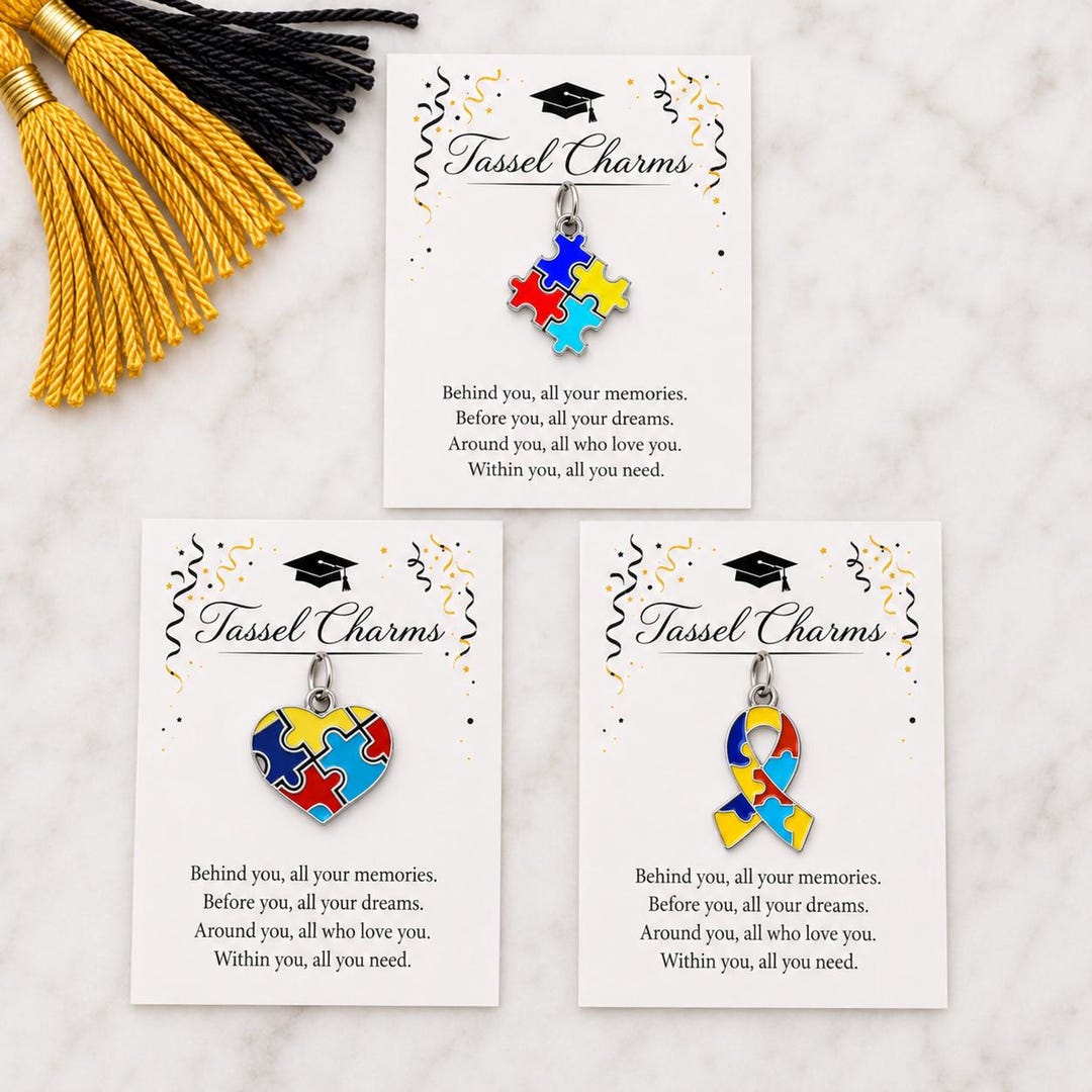 Autism Graduation Designs Autism Awareness Graduation Tassel Charm, Autism Support Gift, Advocate ...