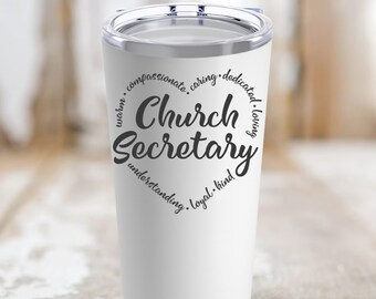Church Secretary Tumbler, 20oz, Church Secretary Gift, Church Worker Gift, Church Office Worker Tumbler, Birthday Gift, Church Secretary Mug