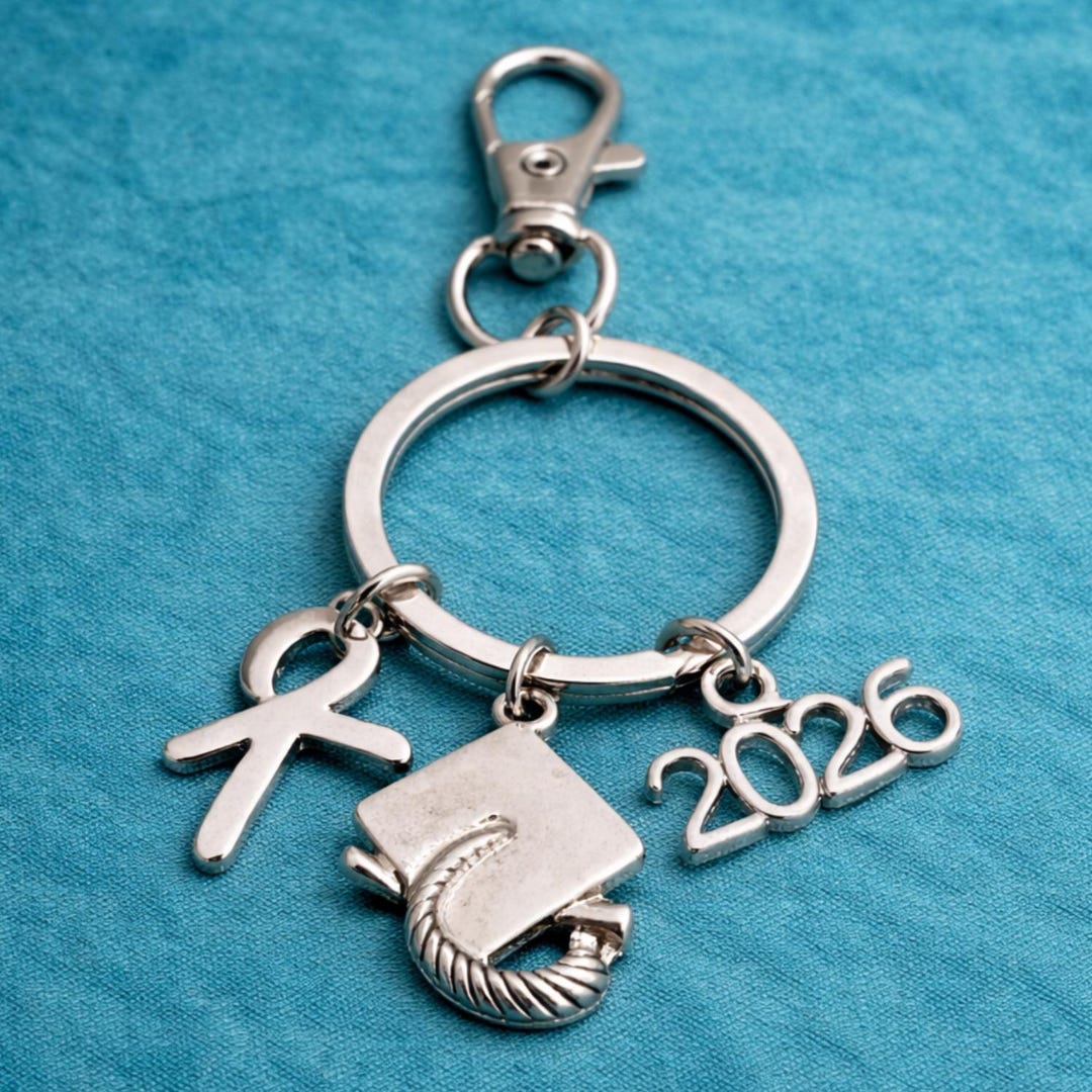 Personalized Graduation Keychain With Initial, 2026 Charm and Cap ...