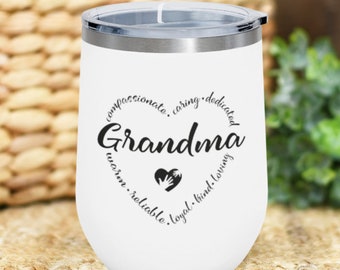 Grandma 12oz Insulated Wine Tumbler, Grandma Gift, Grandma Juice Tumbler, Birthday Gift, Grandmothers Day Gift, Grandma Tumbler, Coffee Mug