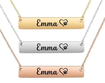 Engraved Customized Dog Lover Pendant Charm Necklace, Dog Paw Gift, Dog Necklace, Pet Memorial Jewelry, Dog Paw Necklace, Gift for Pet Lover