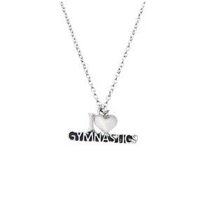 Collier I Love Gymnastics avec breloque coeur et carte de citation motivante, cadeau bijoux pour gymnastes, filles et jeunes athlètes