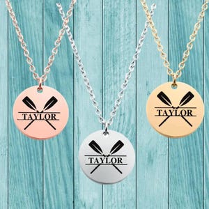 Personalized Oars Necklace - Rowing Jewelry with Name, Crew jewelry, Engraved Necklace Rowing Necklace Crew necklace, Oars gift, Rowing gift