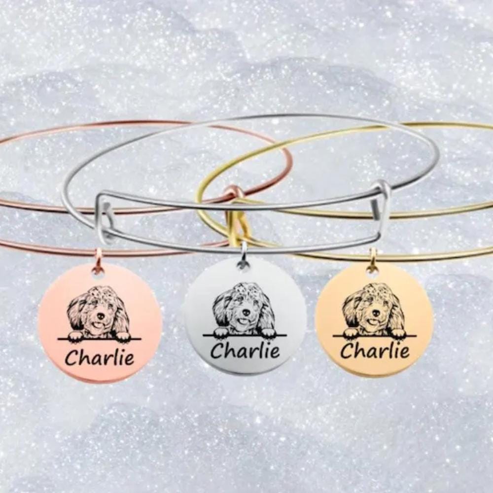 Cockapoo Engrave Cockapoo Charm ,personalized Stainless Steel Custom Name Engraved Dog ...