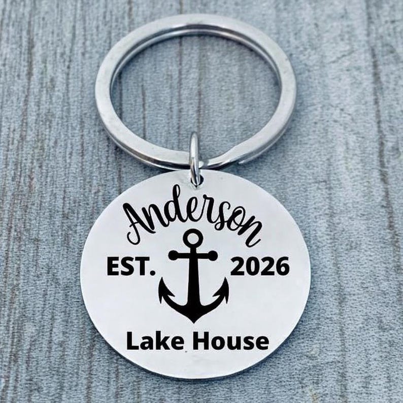 Pontoon Key Chain Personalized Lake Keychain, Lake House Engraved Lake Name, Lake Cabin ...