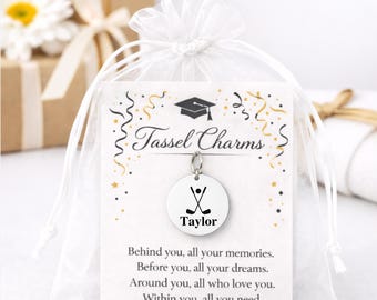 Personalized Golf Graduation Tassel Charm 2026 Senior Golfer Gift Name Engraved Golf Keepsake