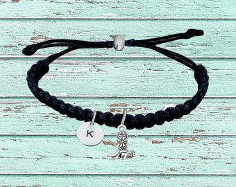 Personalized Cowgirl Boots Gift, Engraved Initial Letter Cowgirl Boots Adjustable Rope Bracelet, Cowgirl Jewelry, Boots Gift Accessories