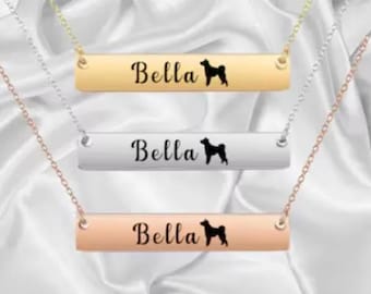 Pumi Necklace, Pumi Gift, Custom Engraved Dog Bar Necklace, Memorial Keepsake for Dog Mom, Dog Lover Gift, Pet Name Necklace Jewelry