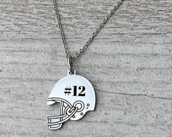 Personalized Football Mom Necklace with Engraved Number, Custom Jewelry Gift for Proud Football Moms and Game Day Fans