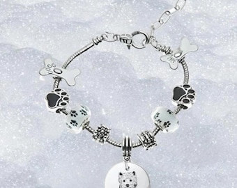 Personalized Westie Bracelet Custom Name Engraved  Dog Bangle, Westie Dog Gift,  Memorial Keepsake for Dog Mom, Dog Lover Gifts, Dog Jewelry