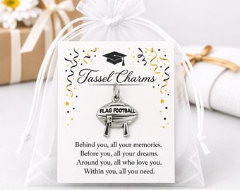 2026 Flag Football Graduation Tassel Charm for Senior Player Keepsake Gift, Football Team Senior Night, Banquet Award, Player Grad Charm