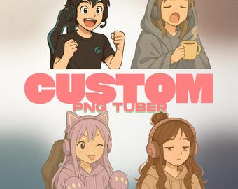 Cozy Gamer PNGTuber Pack: 4 Streamer Avatars (Digital Download)