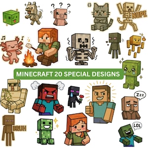Mine SVG Bundle, Gamer SVG, Mine Characters Clipart, Mine Birthday PNG, Mine Gaming Stickers, Pixel Art Mine svg, Digital Download Cut Files