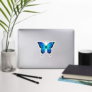 Butterfly Sticker ~ Blue Butterfly Sticker ~ Vinyl Butterfly Sticker ~ Laptop Sticker ~ Butterfly Wall Decal ~ Planner Sticker ~ Blue Morpho