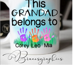 personalised cushion,keyring,mug Dad,Daddy,Granda, kids hands