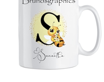personalised mug bee design gift,birthday,anniversary,wedding,present