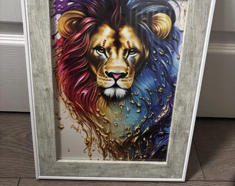 Lion Wall Art Canvas, Decor Street Art  Home Decoration, Office Decor, İnterior Decor, Living room, Decor Modern Unique A4  print framed