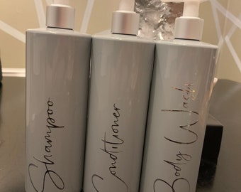 Pump bottles personalised grey,pink,white,blue,black.Mrs Hinch inspired storage