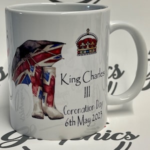 King Charles Krönung Becher,Andenken,Erinnerungsstücke,Geschenk,personalisiert,Souvenir,königliches Geschenk,Geschirrtuch,Untersetzer,Schlüsselring,Abzeichen,Flags,Street Party