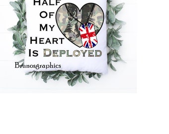 Half of my Heart is Deployed cushion/pillow/gift/birthday/love/fathers day/