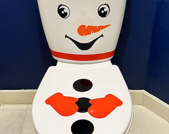 Snowman toilet seat vinyl decal/sticker Christmas  home decor office/bathroom