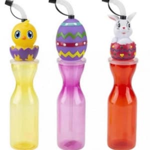 Gepersonaliseerde paaskarakterfles 500ml met flexibel rietje-konijn-paasei-kuiken-cadeau voor kind-kinderen