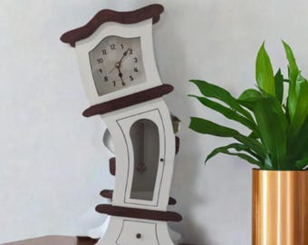 Tilting Tabletop grandfather clock, wonky clock, UK Made home or office clock