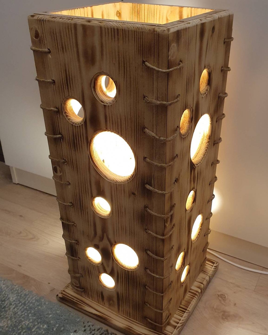 Timber Lamp Wood Lamp Wooden Lamp, Viking Style - Etsy
