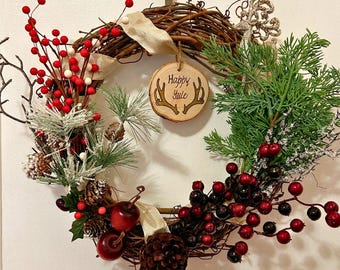 Happy Yule Wreath: Handmade Winter Solstice Decor