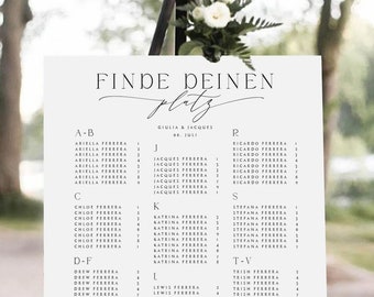 Sitzplan "GIULIA" - Hochzeit, Hochzeit Willkommensschild, Hochzeitsdeko, Hochzeitsschild, Hochzeit Tischplan, Hochzeit Sitzordnung