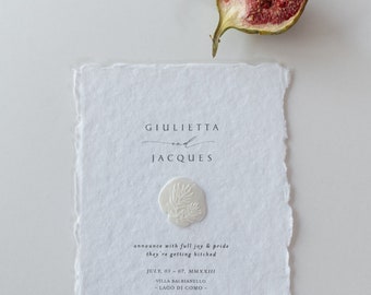 SAMPLE wedding invitation "COMO" - wedding cards, handmade paper, wedding stationery, deckle edge, cotton paper, stationery, save the date