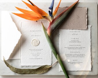 MUSTER Hochzeitseinladung "COMO" - Einladungskarte Hochzeit, Baumwollpapier, Einladung zur Hochzeit, handgemachtes Papier, Save the Date