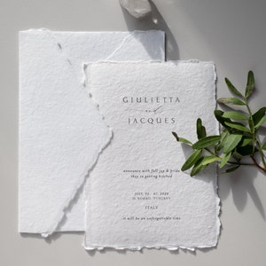 SAMPLE wedding invitation COMO wedding cards, handmade paper, wedding stationery, deckle edge, cotton paper, stationery, save the date image 1