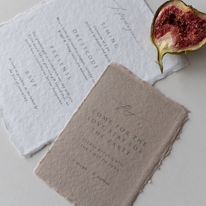 Muster COMO Hochzeitseinladung Einladungskarte zur Hochzeit, Baumwollpapier, Einladungsset Hochzeit, handgemachtes Papier, Save the Date Bild 3