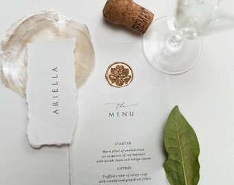 EXEMPLE de carte de menu « DÎNER » - carte de menu de mariage, menu, carte de dîner, carte de menu alimentaire, menu de dîner, menu de mariage, sceau de cire